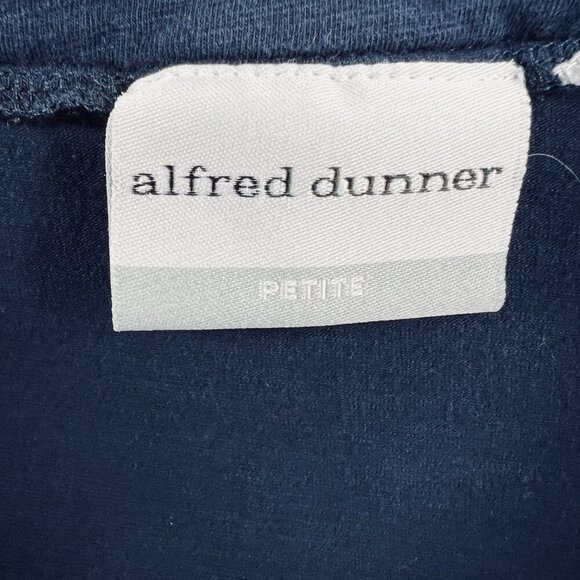 Alfred Dunner Women Top Large Petite Blue Embellished Short Sleeve Shirt Stretch - Picture 3 of 8